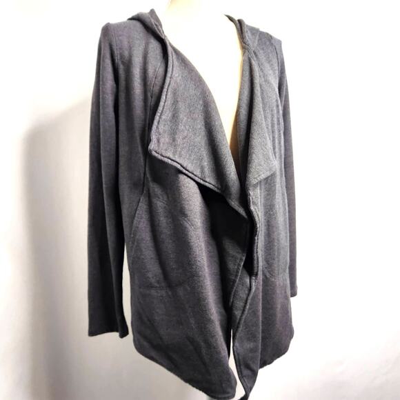 Pure Jill by J Jill Waterfall Hoodie Jacket Size XS Open Front Gray Pima Cotton - Picture 1 of 14